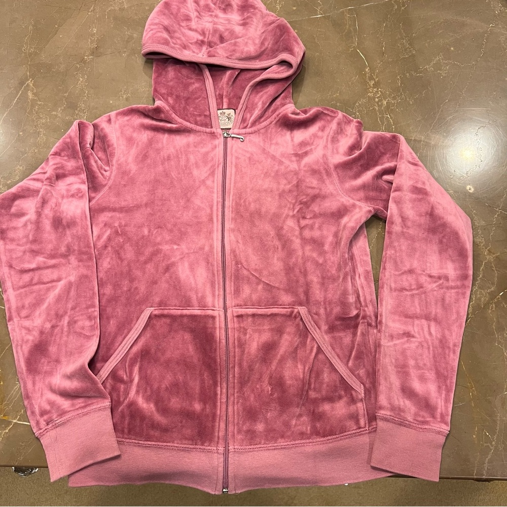 Juicy Couture Velvet Pink Zip-Up Hoodie Jacket